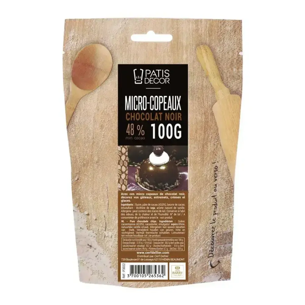 Patis Decor Dark chocolate micro shavings by Barry Callebaut, 48% cacao, 100 g Patis Decor Dark chocolate micro shavings by Barry Callebaut, 48% cacao, 100 g