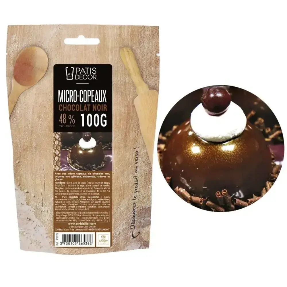 Patis Decor Dark chocolate micro shavings by Barry Callebaut, 48% cacao, 100 g Patis Decor Dark chocolate micro shavings by Barry Callebaut, 48% cacao, 100 g