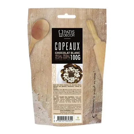 Patis Decor Witte chocolade micro-krullen van Barry Callebaut, 22,5% cacao, 100 g Patis Decor Witte chocolade micro-krullen van Barry Callebaut, 22,5% cacao, 100 g