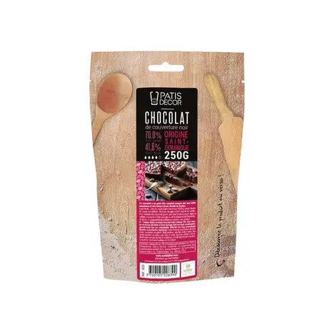 Patis Decor Dark couverture chocolate Saint-Domingue 70% by Barry Callebaut, pistoles, 250 g Patis Decor Dark couverture chocolate Saint-Domingue 70% by Barry Callebaut, pistoles, 250 g