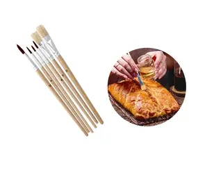 Patis Decor Cake decorating brushes, wooden handle, set of 6