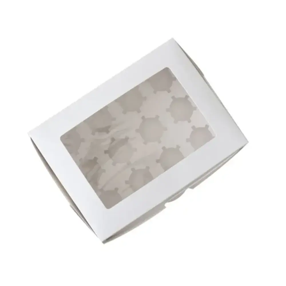 Patis Decor White cupcake box with window, 32.5x25x9 cm, holds 12 standard cupcakes Patis Decor White cupcake box with window, 32.5x25x9 cm, holds 12 standard cupcakes