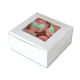 Patis Decor White cupcake box with window, 16x16 cm, holds 4