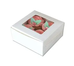 Patis Decor White cupcake box with window, 16x16 cm, holds 4