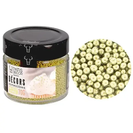 Patis Decor Gold edible sugar pearls Ø 5 mm, 70 g