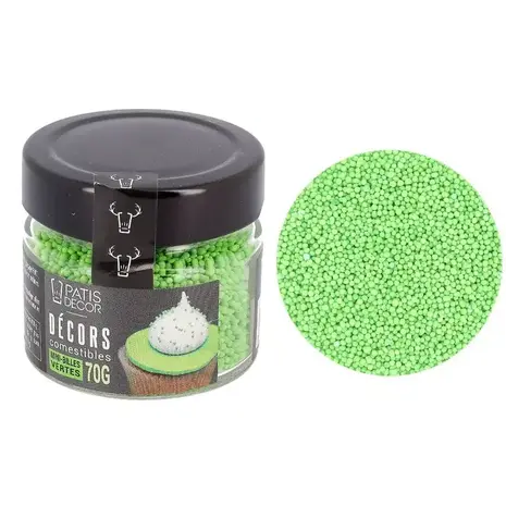 Patis Decor Green edible mini sugar balls, Ø 1 mm Patis Decor Green edible mini sugar balls, Ø 1 mm
