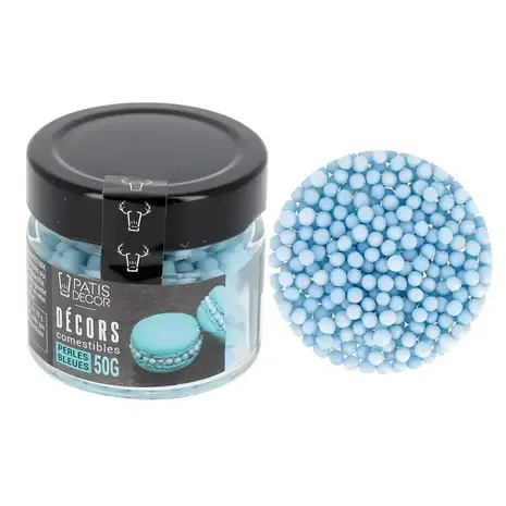 Patis Decor Blue nacre edible nacre sugar pearls, 70 g Patis Decor Blue nacre edible nacre sugar pearls, 70 g