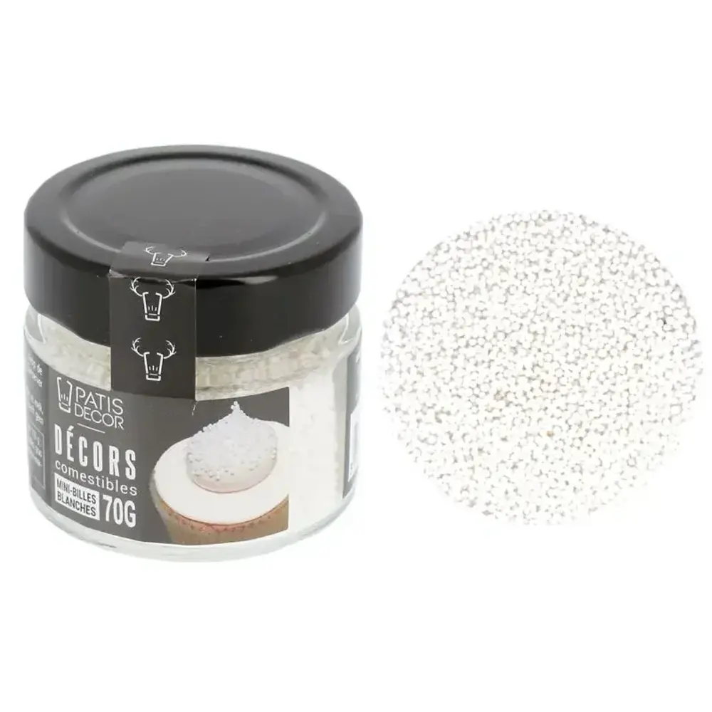 Patis Decor Witte eetbare mini suikerbolletjes, Ø 1 mm, 70 g