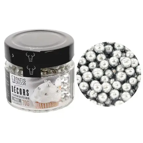 Patis Decor Zilveren eetbare suikerparels Ø 5 mm, 70 g Patis Decor Zilveren eetbare suikerparels Ø 5 mm, 70 g