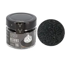 Patis Decor Zwarte mini suikerbolletjes, eetbaar, 90 g Patis Decor Zwarte mini suikerbolletjes, eetbaar, 90 g