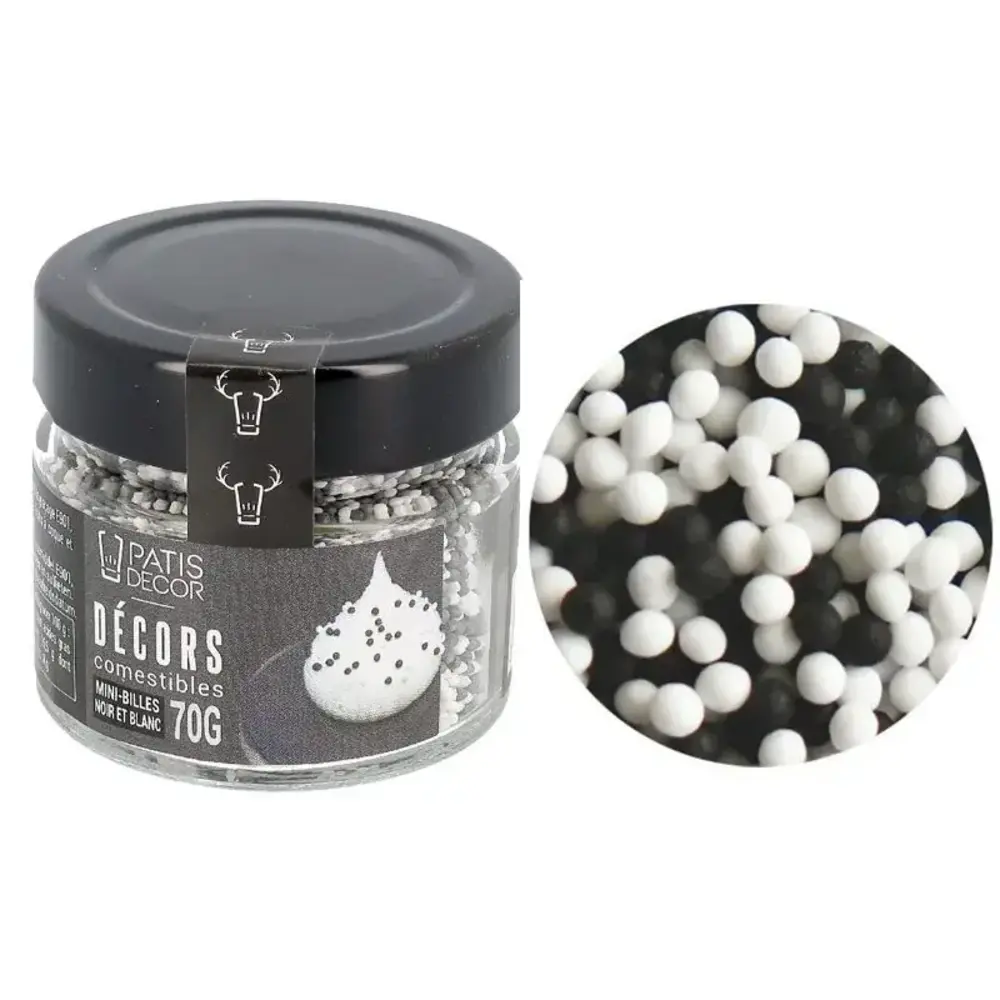 Patis Decor Black and white edible mini sugar balls, 90 g