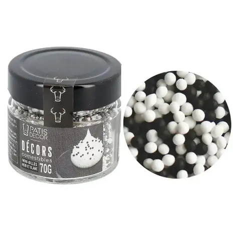 Patis Decor Zwart-witte eetbare mini suikerbolletjes, 90 g