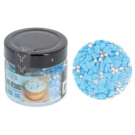 Patis Decor Gesorteerde blauwe baby eetbare suikerdecoraties, 80 g