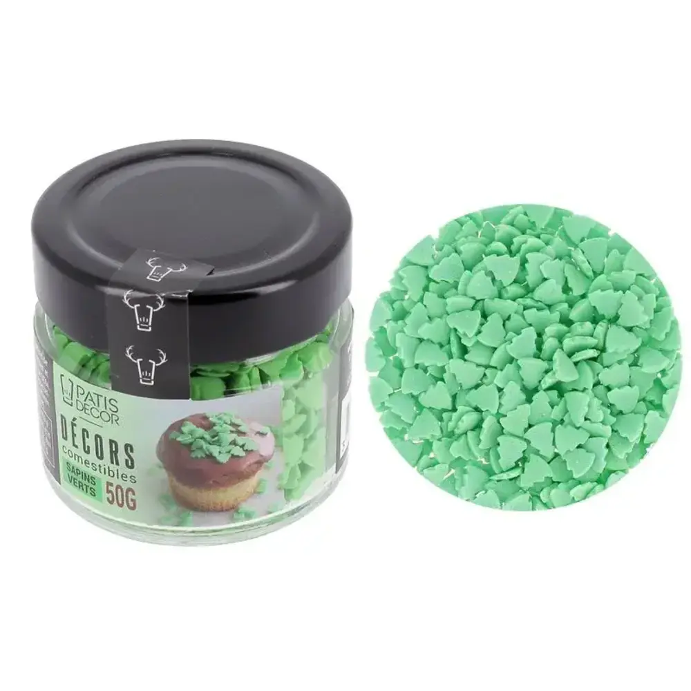 Patis Decor Groene suiker kerstboompjes, eetbare decoratie, 50 g