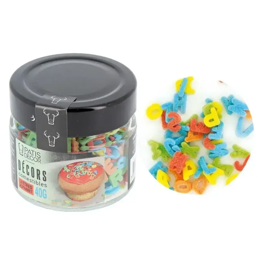 Patis Decor Multicoloured sugar letters, edible decorations, 40 g