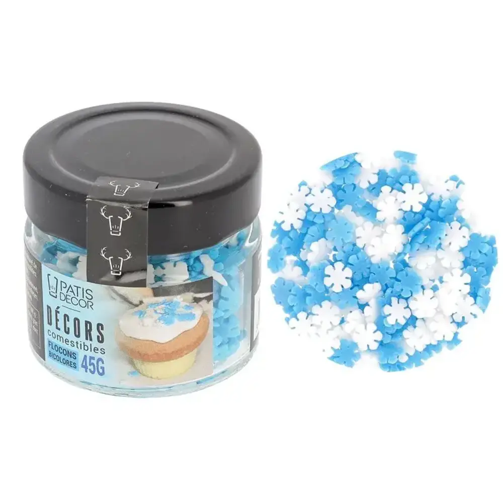 Patis Decor Suiker sneeuwvlokjes, eetbare decoratie, 45 g Patis Decor Suiker sneeuwvlokjes, eetbare decoratie, 45 g