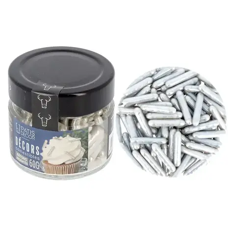 Patis Decor Silver sugar sticks, edible decorations, 60 g