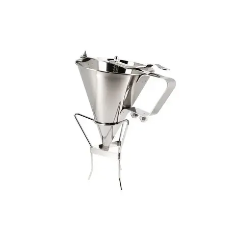 Patis Decor RVS doseertrechter voor confiserie, 1 liter, met statief en 3 tuitjes
