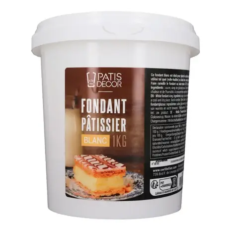 Patis Decor Witte banketbakkersfondant voor het glaceren van éclairs en millefeuilles, 1 kg Patis Decor Witte banketbakkersfondant voor het glaceren van éclairs en millefeuilles, 1 kg