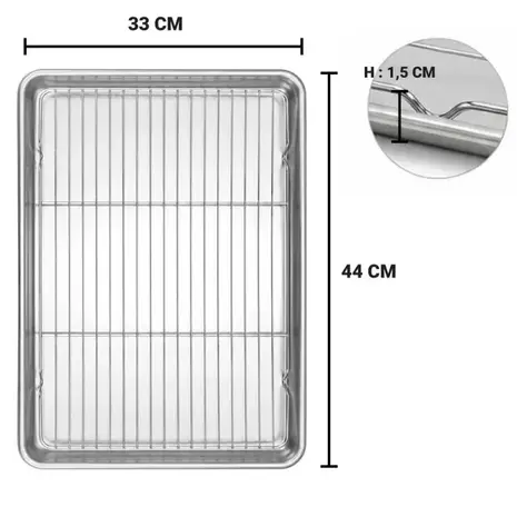 Patis Decor Glazing kit, stainless steel rack and drip tray, 45 x 33 cm