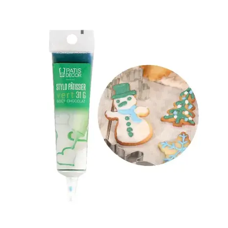 Patis Decor Groene pâtisseriestift met chocoladesmaak, voor schrijven en decoreren, 32 g Patis Decor Groene pâtisseriestift met chocoladesmaak, voor schrijven en decoreren, 32 g