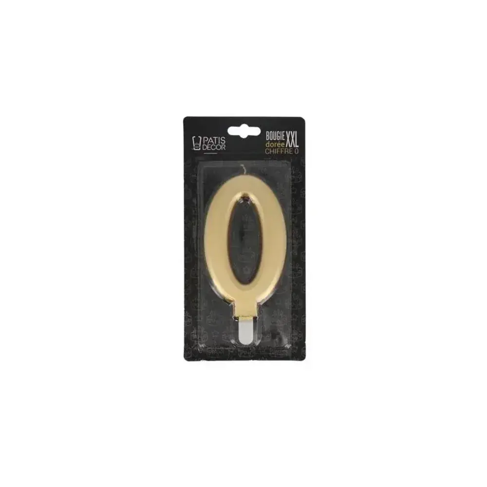 Patis Decor Gouden XXL verjaardagskaars, cijfer 0, 15 cm, voor taarten