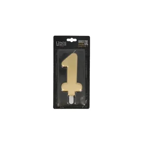 Patis Decor Gouden XXL verjaardagskaars, cijfer 1, 15 cm, voor taarten