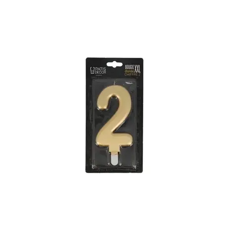Patis Decor Gold XXL birthday candle, number 2, 15 cm, for cakes