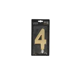 Patis Decor Gouden XXL verjaardagskaars, cijfer 4, 15 cm