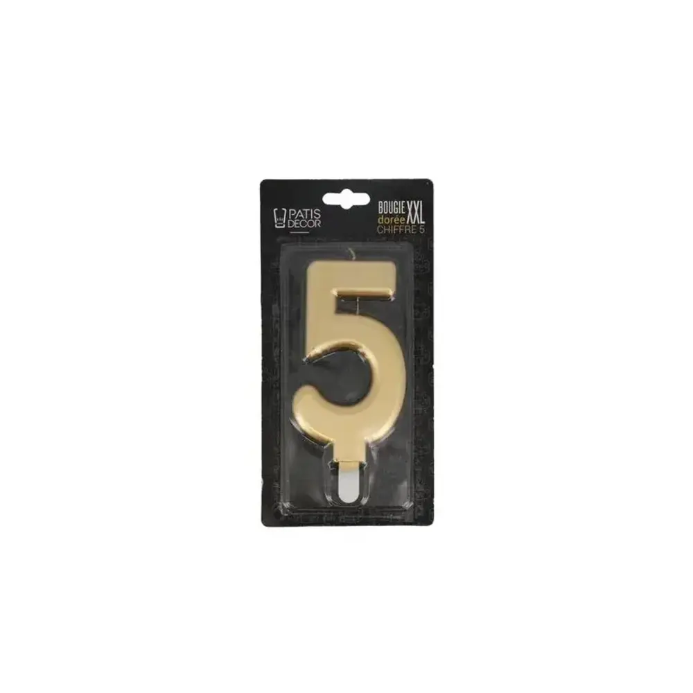Patis Decor Gold XXL birthday candle, number 5, 15 cm, for cakes