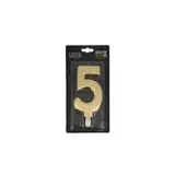 Patis Decor Gouden XXL verjaardagskaars, cijfer 5, 15 cm
