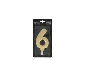 Patis Decor Gold XXL birthday candle, number 6, 15 cm