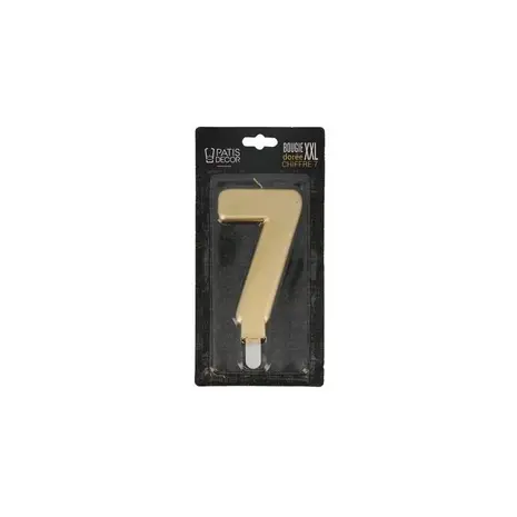 Patis Decor Gouden XXL verjaardagskaars, cijfer 7, 15 cm, voor taarten