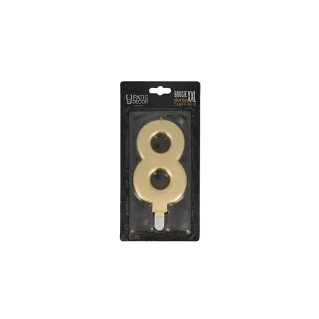 Patis Decor Gouden XXL verjaardagskaars, cijfer 8, 15 cm, voor taarten