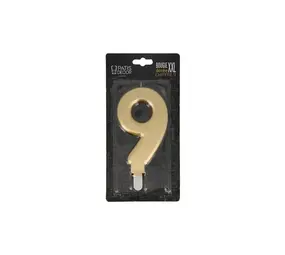 Patis Decor Gold XXL birthday candle, number 9, 15 cm