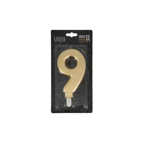 Patis Decor Gold XXL birthday candle, number 9, 15 cm, for cakes