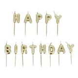 Patis Decor Gouden Happy Birthday prikkaarsjes, set van 13