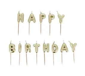 Patis Decor Gouden Happy Birthday prikkaarsjes, set van 13