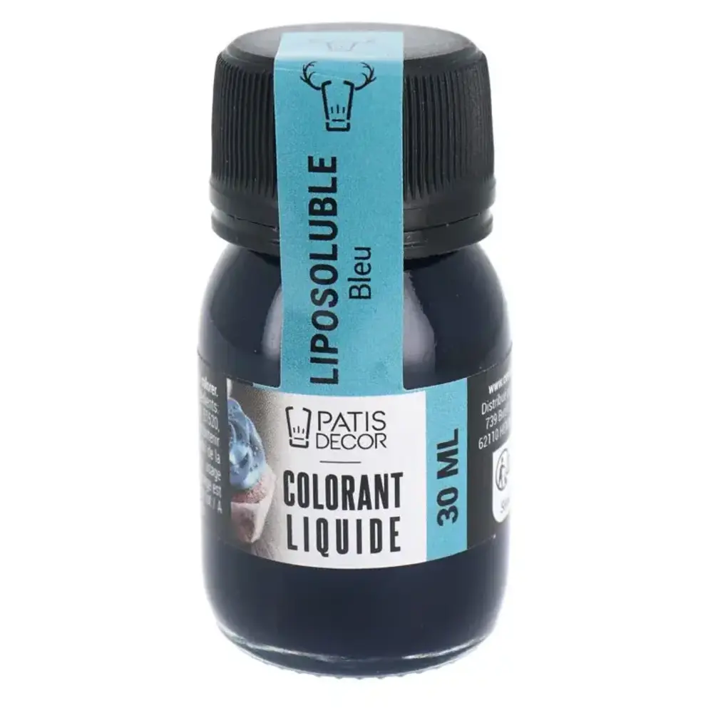 Patis Decor Blauwe vetoplosbare vloeibare voedingskleurstof, 30 ml Patis Decor Blauwe vetoplosbare vloeibare voedingskleurstof, 30 ml