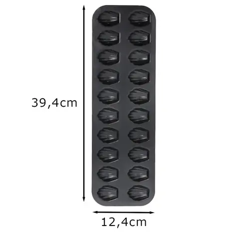 Patis Decor Mini madeleine mould, 20 cavities (4 x 3 cm), non-stick steel, PFAS-free