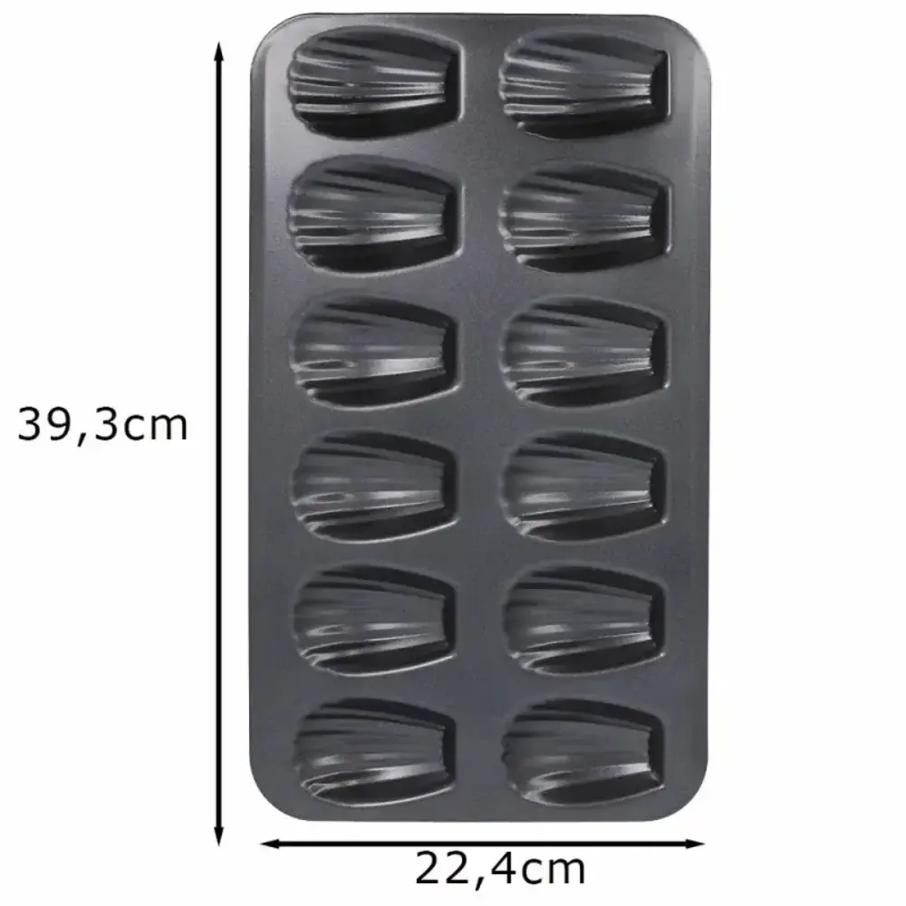 Patis Decor Madeleinevorm, 12 vormpjes (7,5 x 5 cm), antiaanbak staal, PFAS-vrij