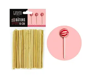 Patis Decor Bamboo lollipop sticks, 10 cm, pack of 50