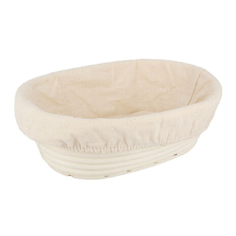 Patis Decor Oval rattan and linen banneton proofing basket, 23 x 16 cm, for a 500 g loaf