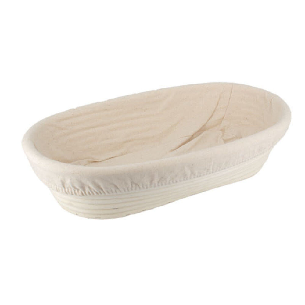 Patis Decor Oval rattan and linen banneton proofing basket, 25 x 14 cm, for a 500 g loaf
