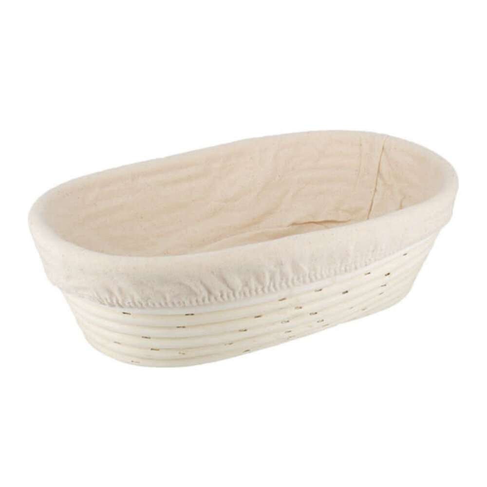 Patis Decor Ovaal rotan en linnen rijsmandje (banneton), 29 x 17 cm, voor een brood van 1000 g Patis Decor Ovaal rotan en linnen rijsmandje (banneton), 29 x 17 cm, voor een brood van 1000 g