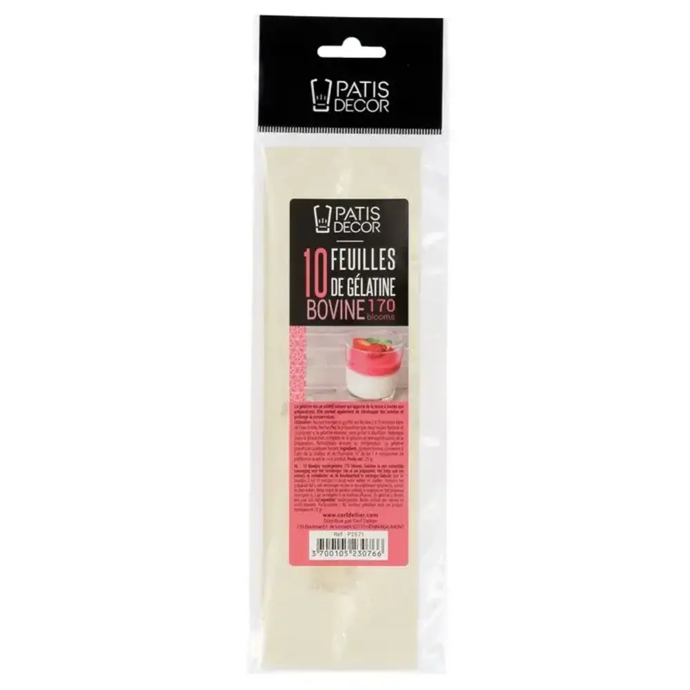 Patis Decor Runder Gelatine 10 blaadjes 25g Patis Decor Runder Gelatine 10 blaadjes 25g