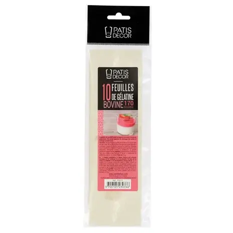 Patis Decor Runder Gelatine 10 blaadjes 25g Patis Decor Runder Gelatine 10 blaadjes 25g
