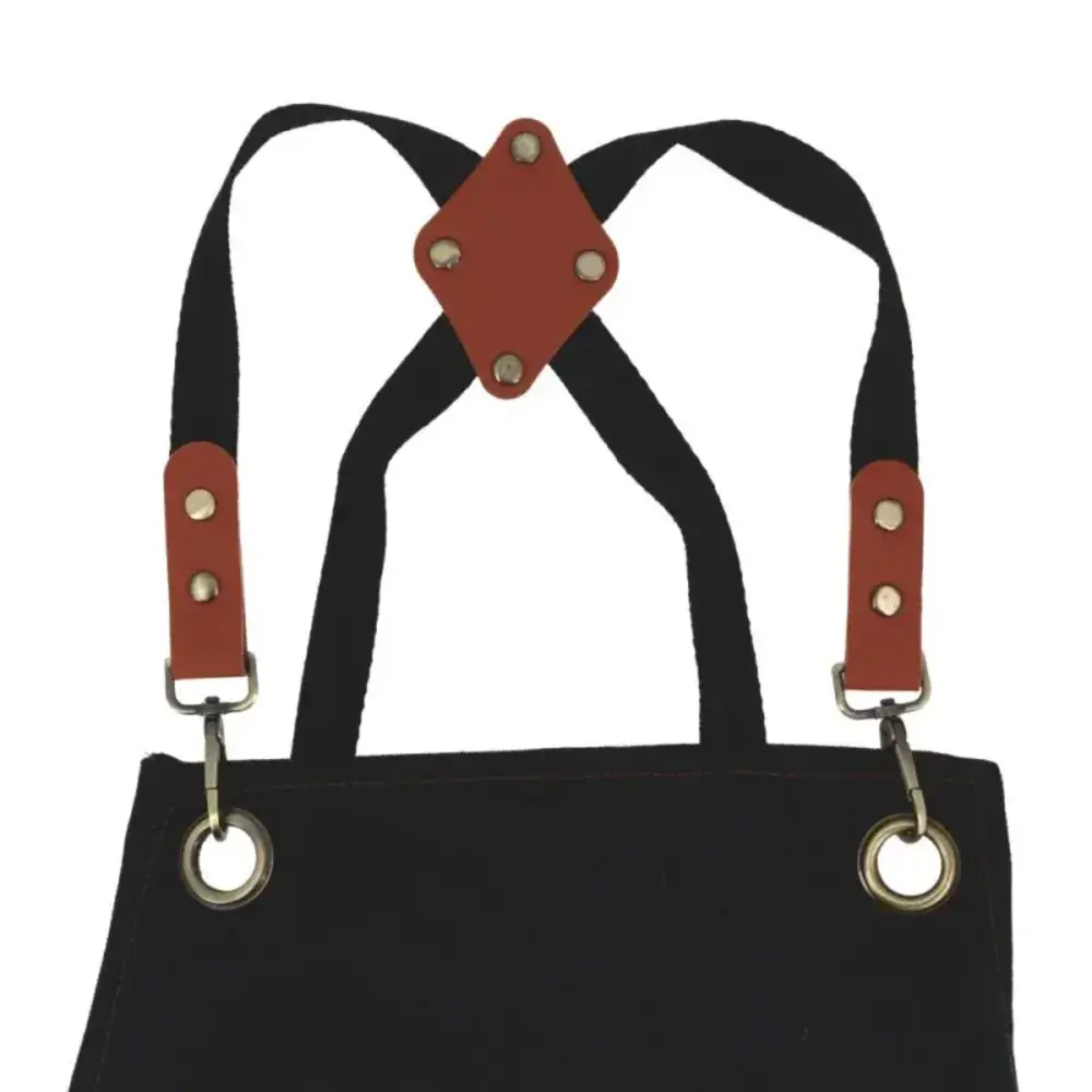 Patis Decor Adjustable apron in black denim look with three pockets, cotton and polyester