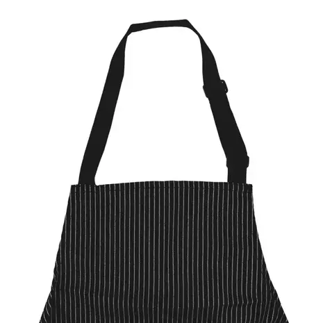 Patis Decor Adjustable black and white striped apron with two pockets, cotton and polyester Patis Decor Adjustable black and white striped apron with two pockets, cotton and polyester