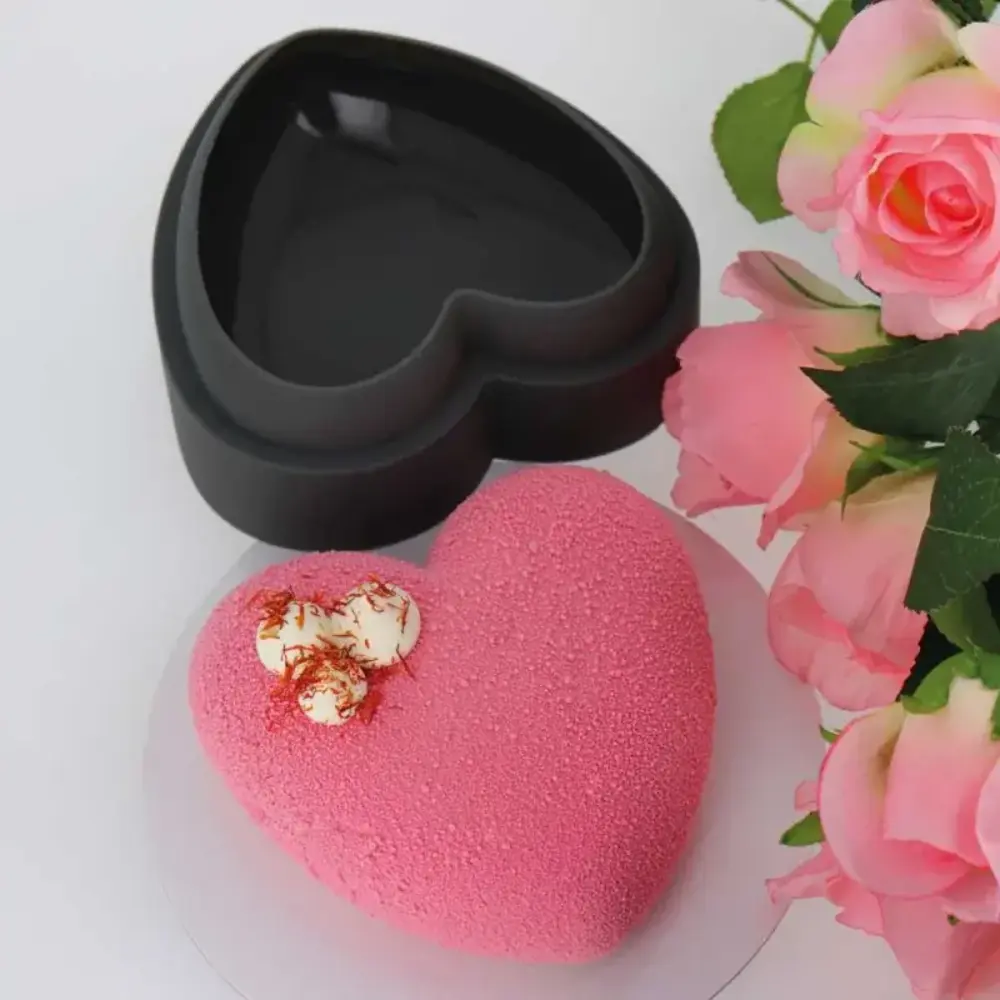 Patis Decor Platinum silicone domed heart mold for entremets and cakes, 16.5 x 15 cm
